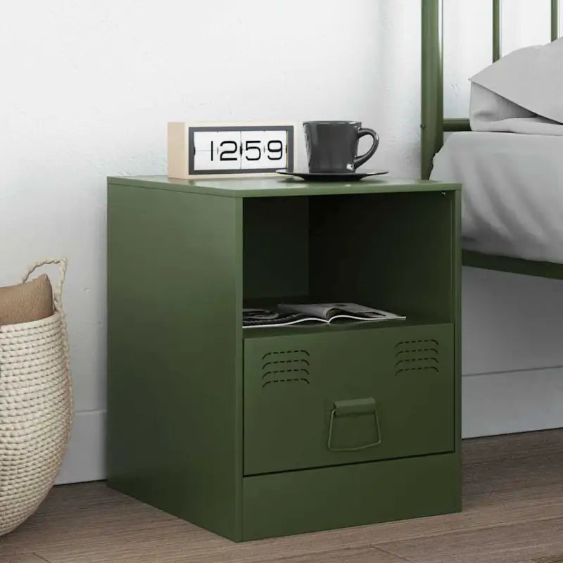 Trendy nachtkastje met koudgewalst staal voor een tijdloze uitstraling - Groen / 1 - Nachtkastjes