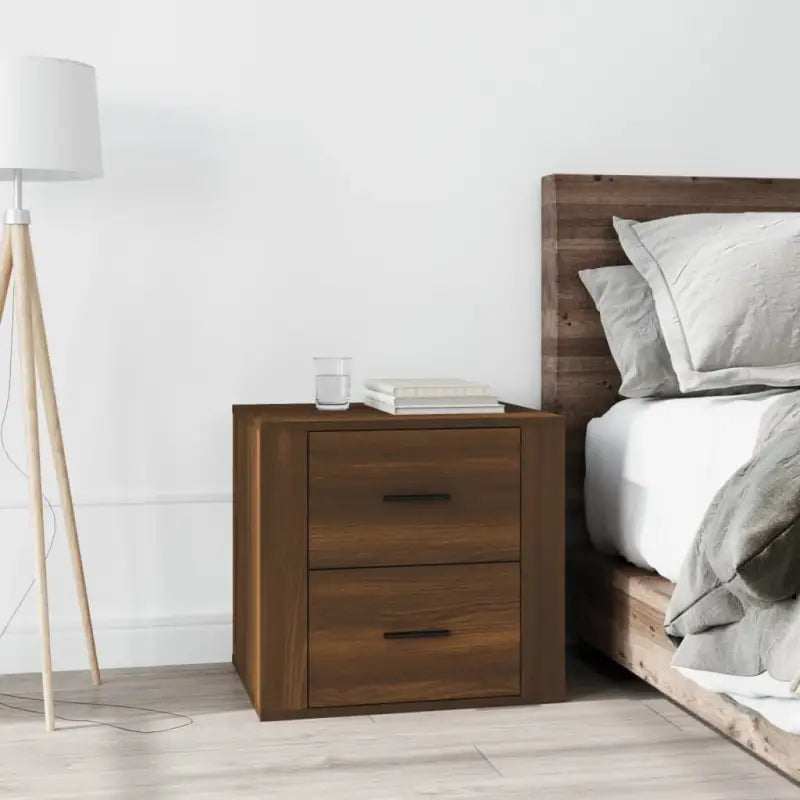 Trendy nachtkastje met stabiel blad en hoogwaardig bewerkt hout - bruin eikenkleur / 1 - Opbergkasten & lockerkasten