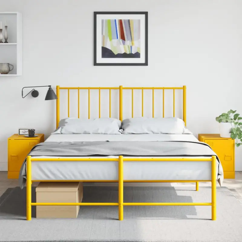 Trendy nachtkastje met stabiel frame van koudgewalst staal - Mosterdgeel / 2 - Nachtkastjes