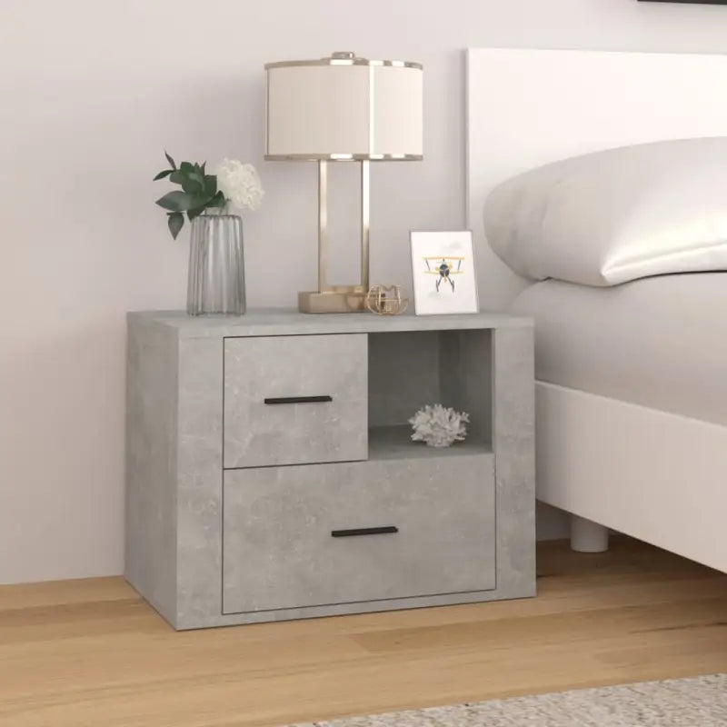 Trendy nachtkastje van bewerkt hout dat gemakkelijk schoon te maken - Betongrijs / 1 - Nachtkastjes