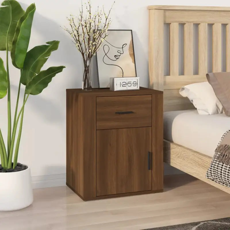 Trendy nachtkastje van bewerkt hout dat gemakkelijk schoon te maken - bruin eikenkleur / 1 - Nachtkastjes