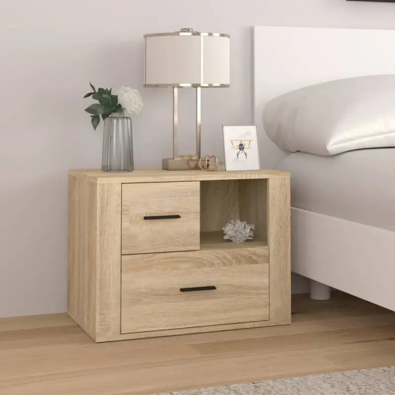 Trendy nachtkastje van bewerkt hout dat gemakkelijk schoon te maken - Sonoma eiken / 1 - Nachtkastjes