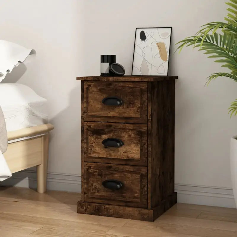 Trendy nachtkastje van duurzaam bewerkt hout voor in huis - Gerookt eiken / 1 - Nachtkastjes