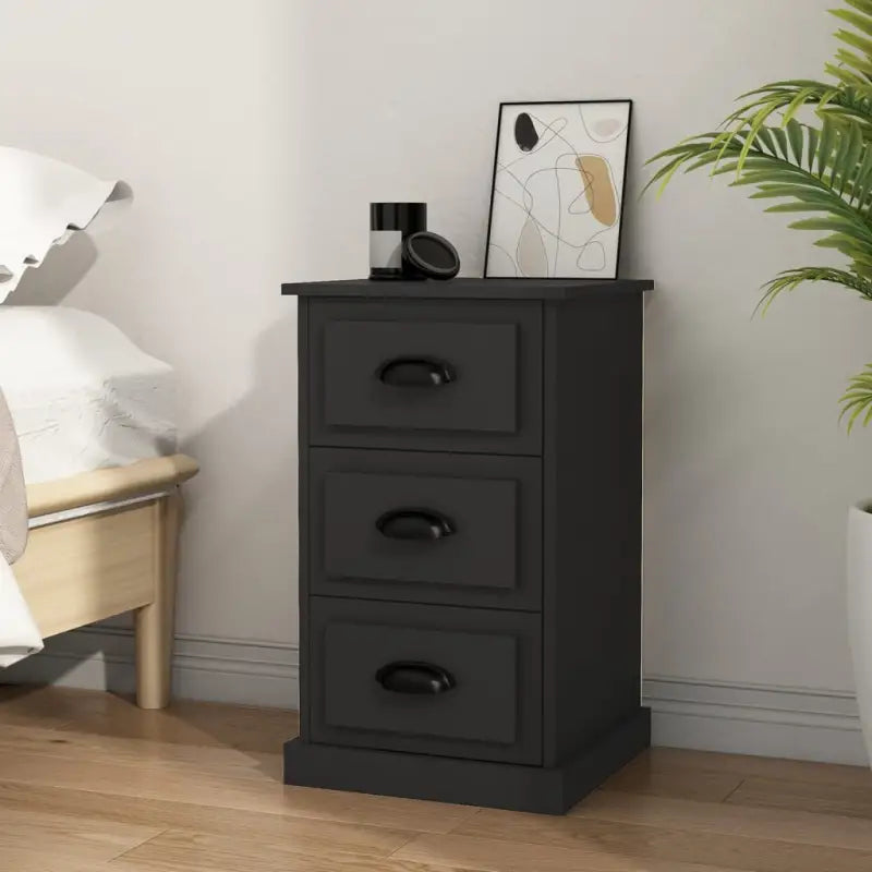 Trendy nachtkastje van duurzaam bewerkt hout voor in huis - Zwart / 1 - Nachtkastjes