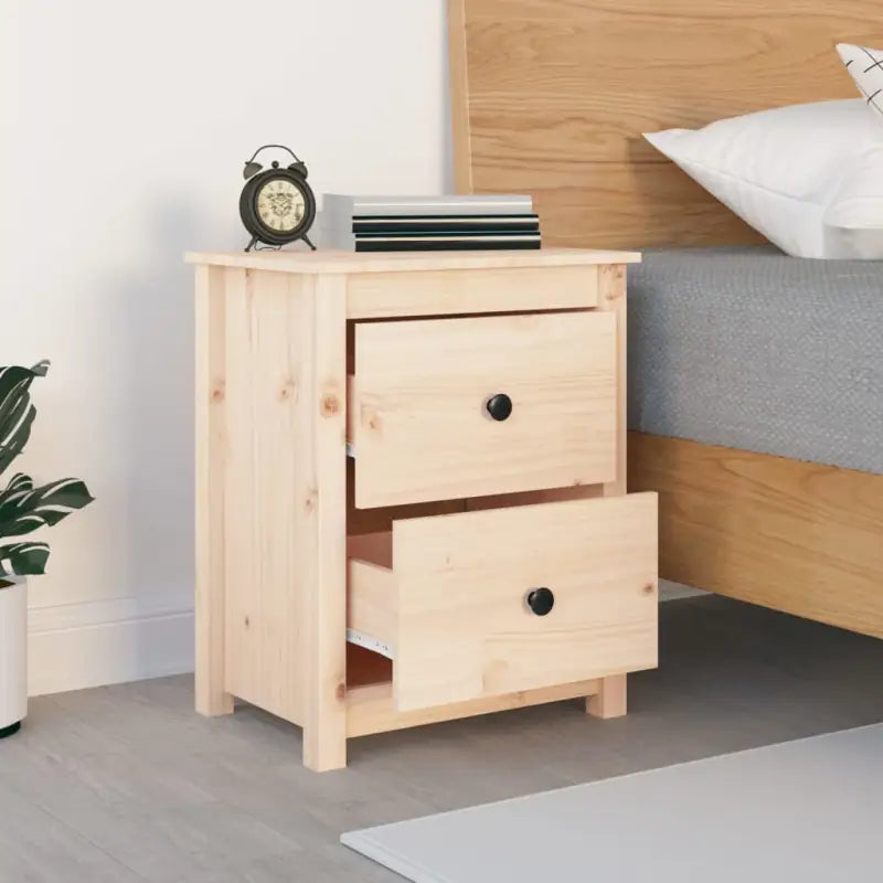 Trendy nachtkastje van massief grenenhout met strak design - Nachtkastjes