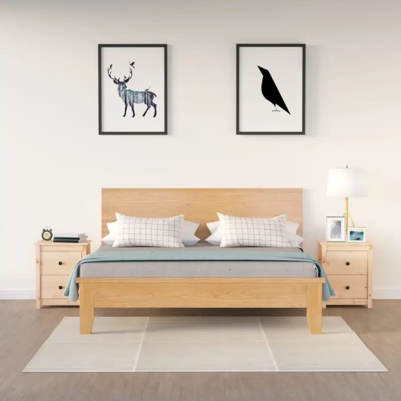 Trendy nachtkastje van massief grenenhout met strak design - Naturel / 2 - Nachtkastjes