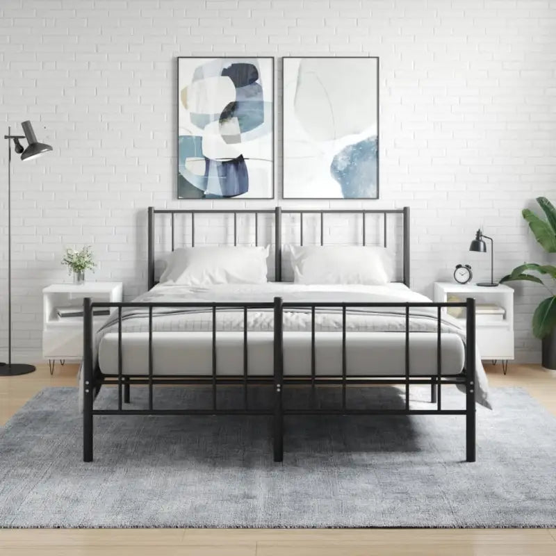 Trendy nachtkastjes met bewerkt hout en metalen poten voor een strak interieur - Hoogglans wit / 2 - Nachtkastjes