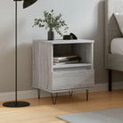 Trendy nachtkastjes met bewerkt hout en metalen poten voor een strak interieur - Grijs sonoma / 1 - Nachtkastjes