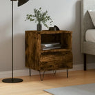 Trendy nachtkastjes met bewerkt hout en metalen poten voor een strak interieur - Gerookt eiken / 1 - Nachtkastjes