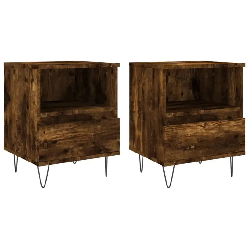 Trendy nachtkastjes met bewerkt hout en metalen poten voor een strak interieur - Nachtkastjes