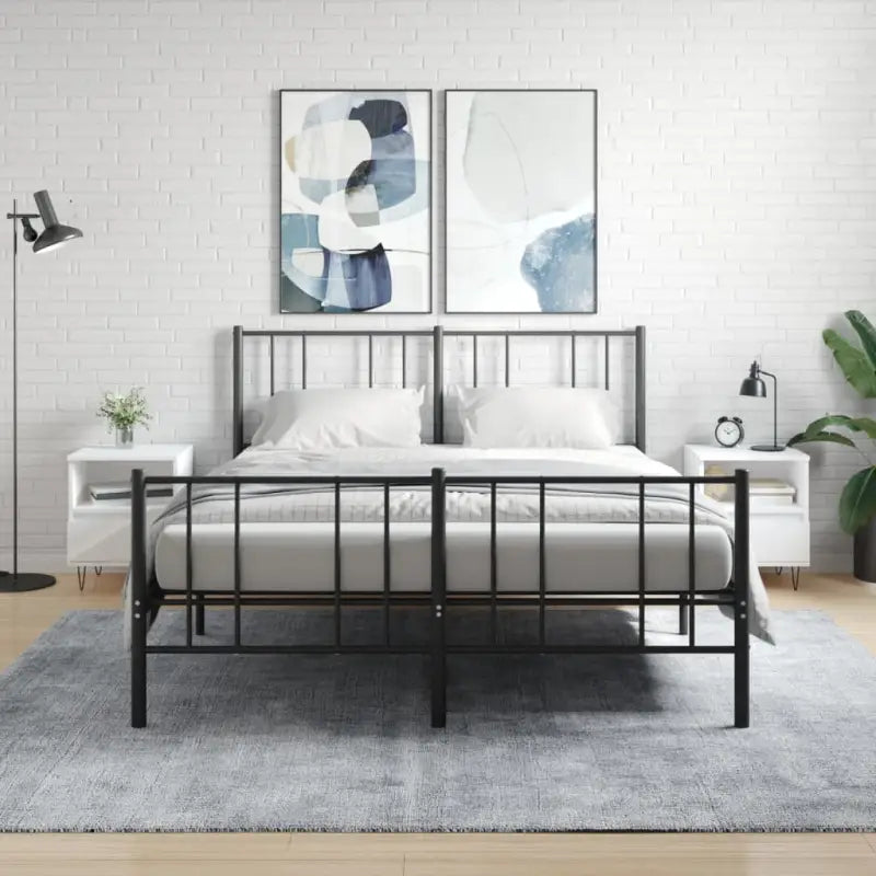 Trendy nachtkastjes met bewerkt hout en metalen poten voor een strak interieur - Wit / 2 - Nachtkastjes