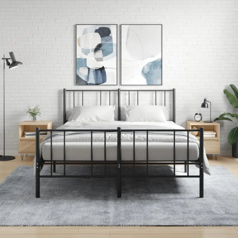 Trendy nachtkastjes met bewerkt hout en metalen poten voor een strak interieur - Sonoma eiken / 2 - Nachtkastjes
