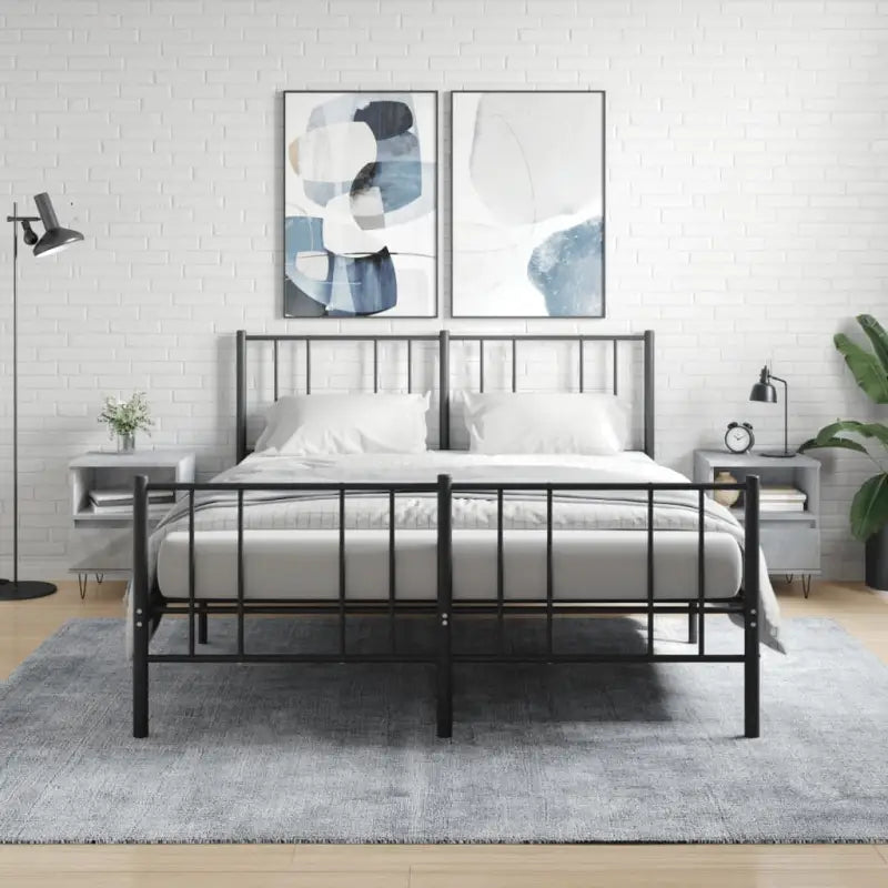 Trendy nachtkastjes met bewerkt hout en metalen poten voor een strak interieur - Betongrijs / 2 - Nachtkastjes