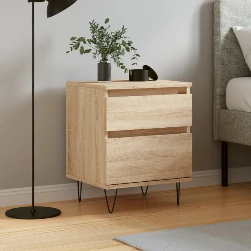 Trendy nachtkastjes van bewerkt hout met metalen poten en strak ontwerp - Sonoma eiken / 1 - Nachtkastjes