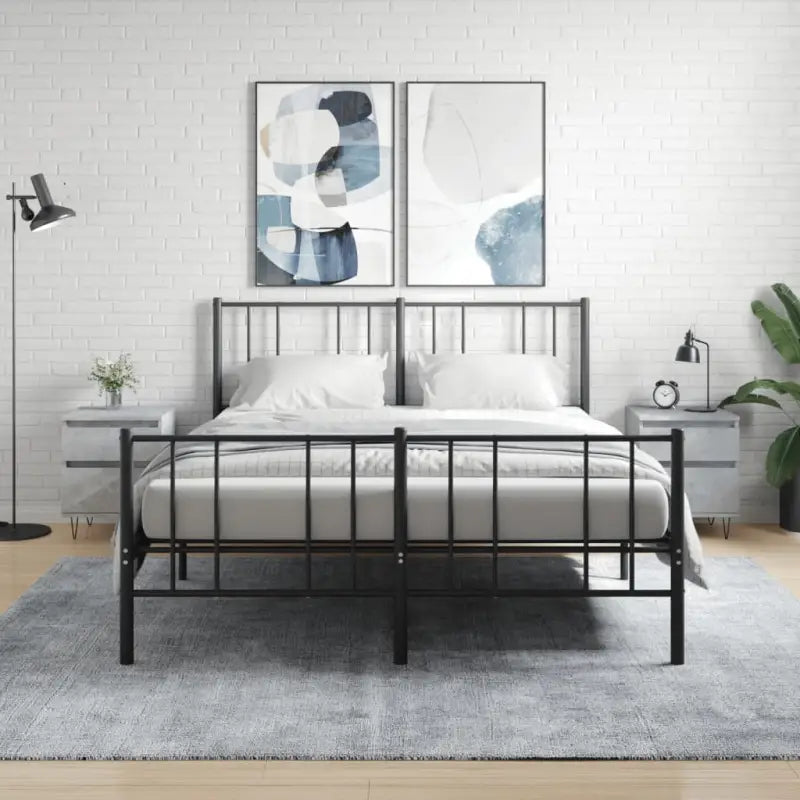 Trendy nachtkastjes van bewerkt hout met metalen poten en strak ontwerp - Betongrijs / 2 - Nachtkastjes