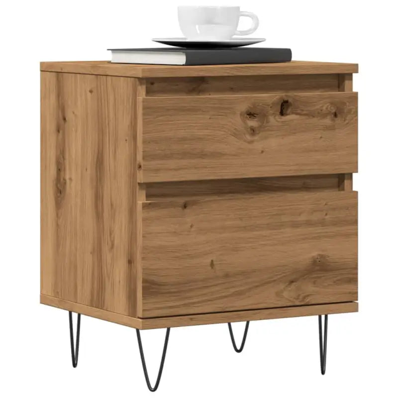Trendy nachtkastjes van bewerkt hout met metalen poten en strak ontwerp - artisanaal eikenkleurig / 1 - Nachtkastjes