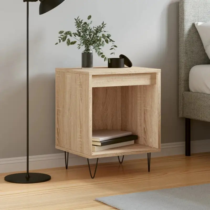 Trendy nachtkastjes van bewerkt hout met metalen poten voor een strak interieur - Sonoma eiken / 1 - Nachtkastjes
