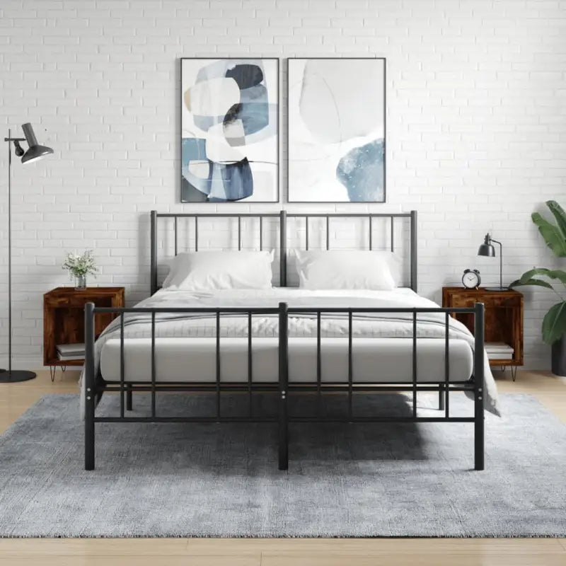 Trendy nachtkastjes van bewerkt hout met metalen poten voor een strak interieur - Gerookt eiken / 2 - Nachtkastjes