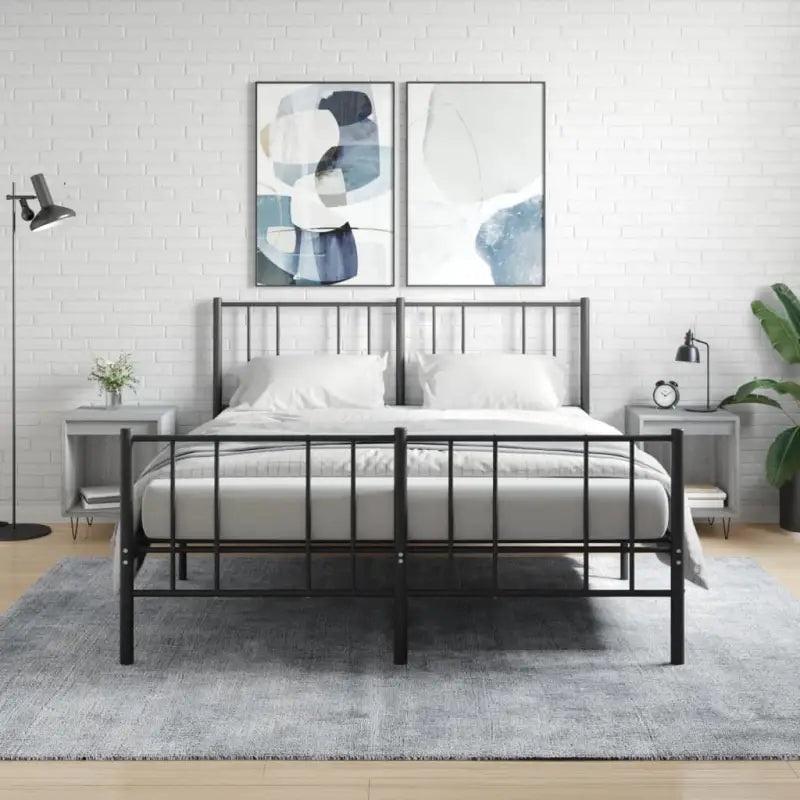 Trendy nachtkastjes van bewerkt hout met metalen poten voor een strak interieur - Grijs sonoma / 2 - Nachtkastjes