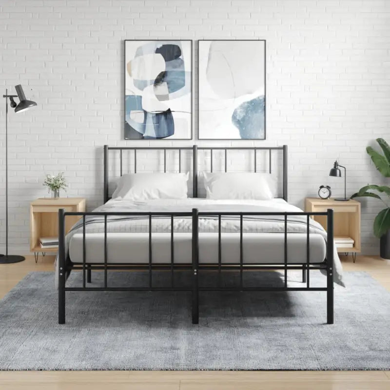 Trendy nachtkastjes van bewerkt hout met metalen poten voor een strak interieur - Sonoma eiken / 2 - Nachtkastjes