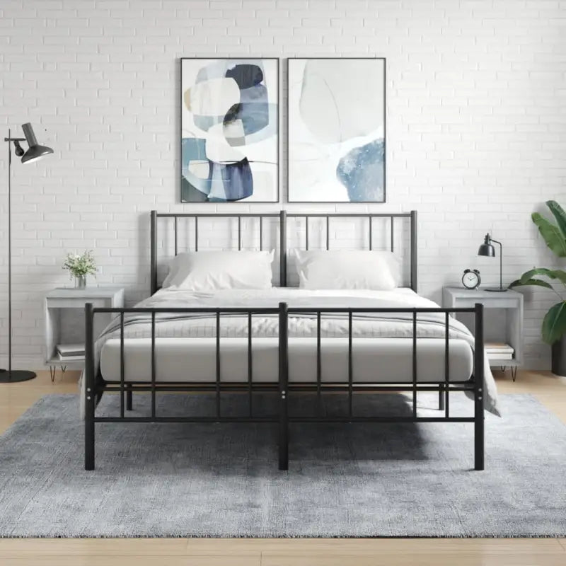 Trendy nachtkastjes van bewerkt hout met metalen poten voor een strak interieur - Betongrijs / 2 - Nachtkastjes