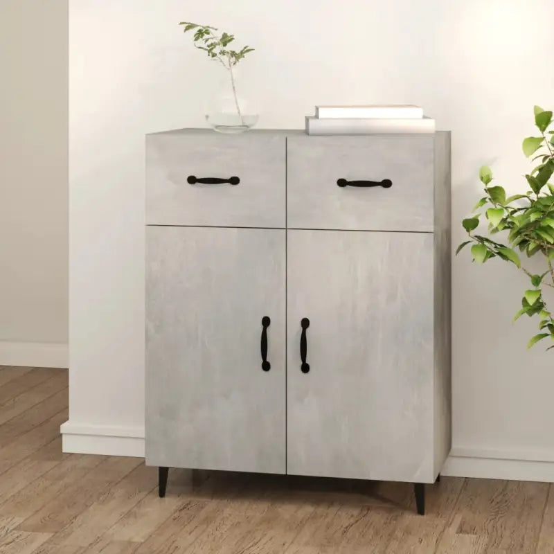 Trendy ontwerp dressoir met bewerkt hout en gemakkelijk schoon te maken oppervlak - Betongrijs / 1 - Dressoirs &
