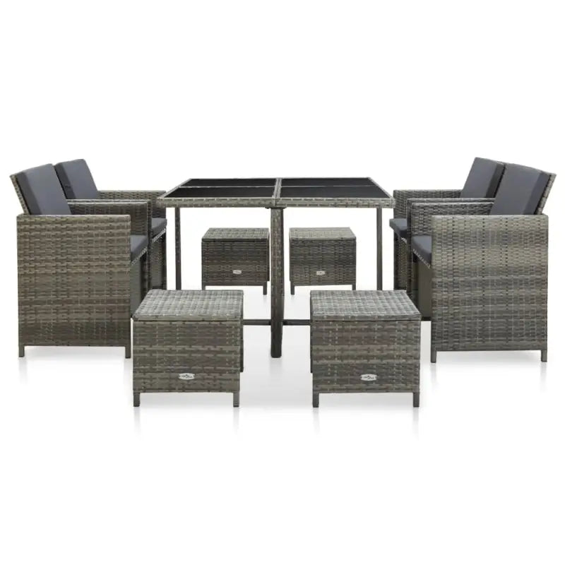 Trendy Rattan Tuinset met Glazen Tafelblad en Inclusief Kussens - Tuinsets
