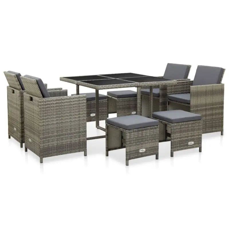 Trendy Rattan Tuinset met Glazen Tafelblad en Inclusief Kussens - Tuinsets