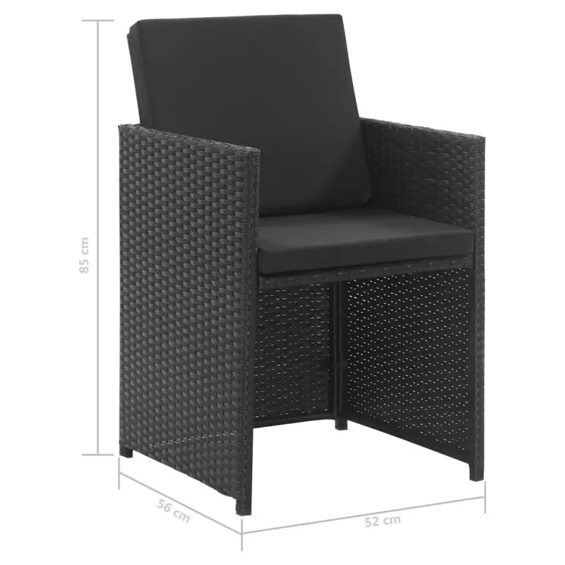 Trendy Rattan Tuinset met Stalen Frame en Makkelijk Schoon - Zwart - Tuinsets