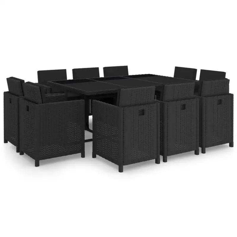 Trendy rattan tuinset met stalen frame en makkelijke schoonmaak - Zwart / 167 cm tafellengte / 10x Fauteuil + Tafel