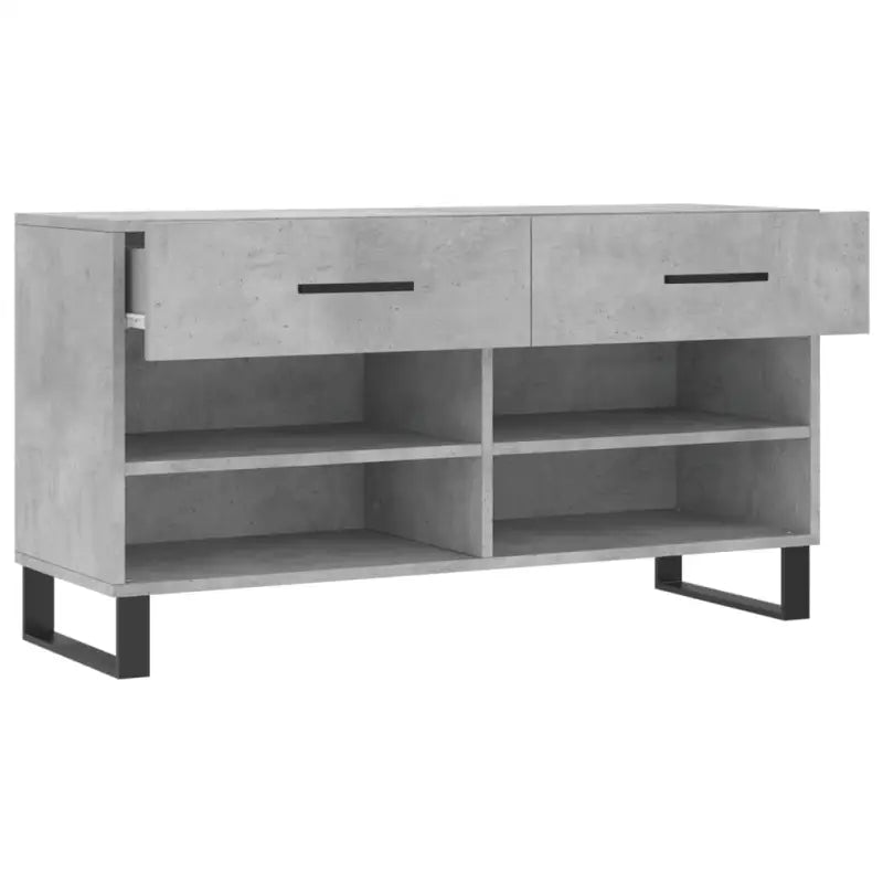 Trendy schoenenbank met bewerkt hout en ijzeren poten - Betongrijs / 1 - Schoenenrekken