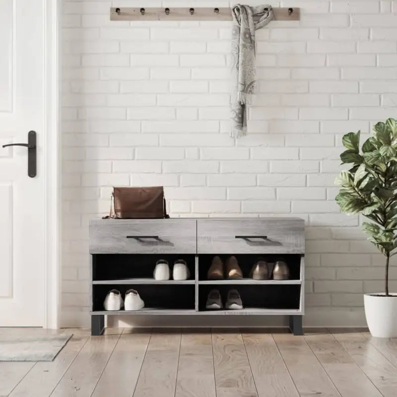 Schoenenbank 102X35X55 Cm Bewerkt Hout Eikenkleur