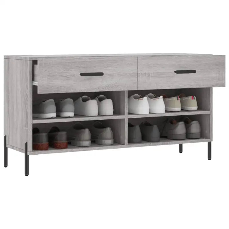 Trendy schoenenrek met ijzeren poten in grijs sonoma van bewerkt hout - Grijs sonoma / 1 - Schoenenrekken