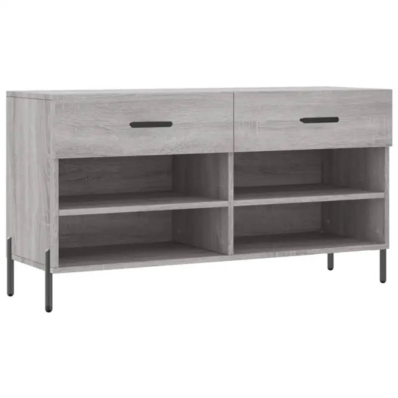 Trendy schoenenrek met ijzeren poten in grijs sonoma van bewerkt hout - Grijs sonoma / 1 - Schoenenrekken