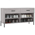 Trendy schoenenrek met ijzeren poten in grijs sonoma van bewerkt hout - Grijs sonoma / 1 - Schoenenrekken