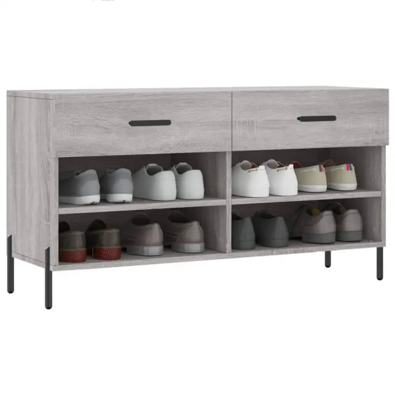 Trendy schoenenrek met ijzeren poten in grijs sonoma van bewerkt hout - Grijs sonoma / 1 - Schoenenrekken