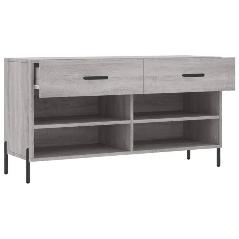 Trendy schoenenrek met ijzeren poten in grijs sonoma van bewerkt hout - Grijs sonoma / 1 - Schoenenrekken