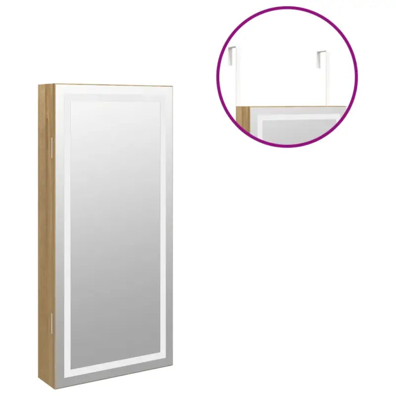 Trendy sieradenkast met LED-verlichting en bewerkt hout - Spiegels