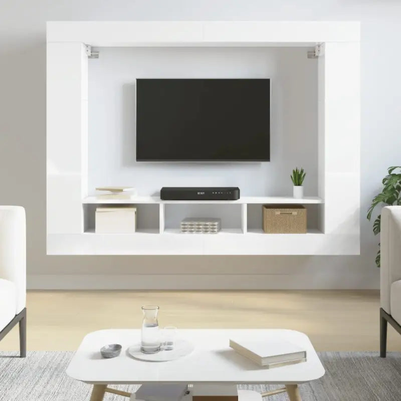 Trendy stevig tv-meubel van bewerkt hout met duurzaam en stabiel ontwerp - Hoogglans wit / 1 - Tv-meubels