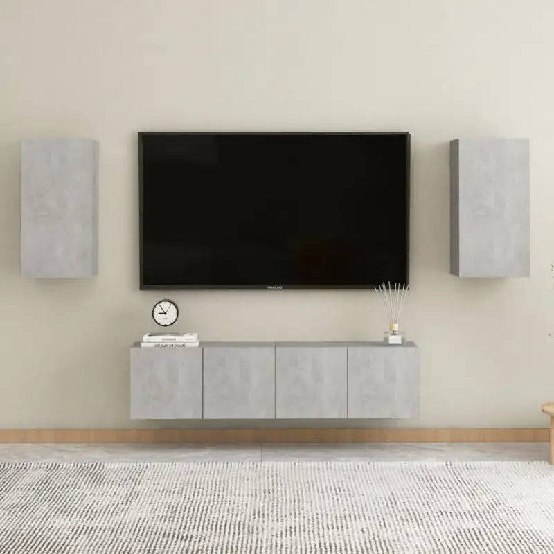 Trendy Televisiekast met muurbevestiging voor een tijdloze uitstraling - Betongrijs / 1 / 120 cm - Tv-meubels