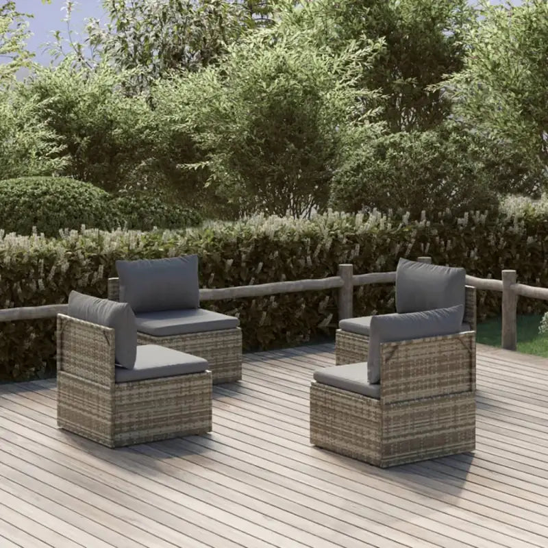 Trendy tuinbanken met waterdichte zak en duurzaam poly rattan - 4 / 4x midden - Tuinsets