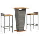 Trendy tuinbarset van massief acaciahout en poly rattan met aangename uitstraling - Grijs - Tuinsets