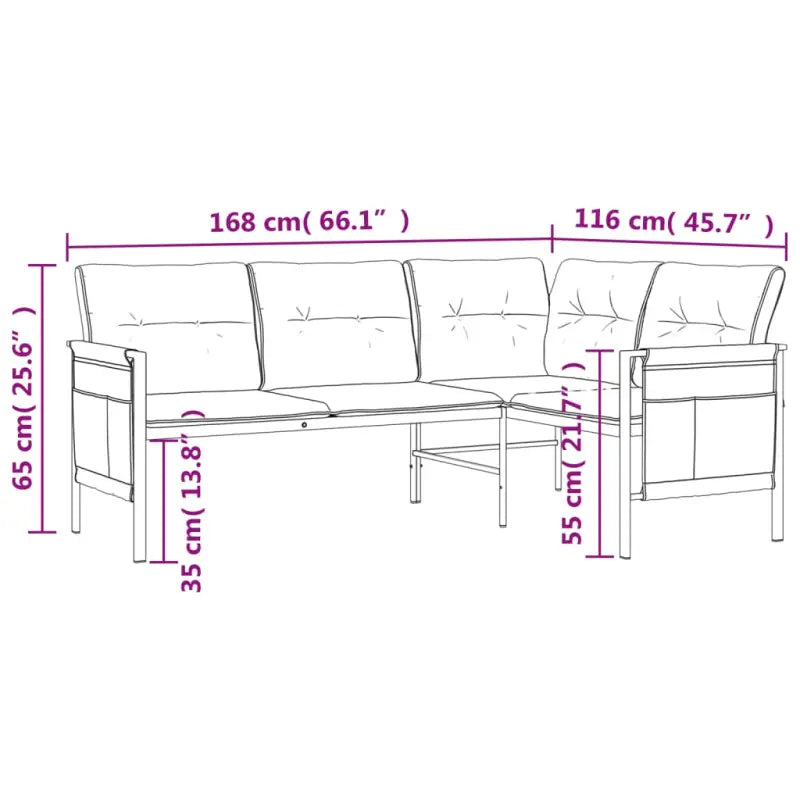 Trendy tuinhoekbank met stabiel frame voor ontspannen buitenplezier - 168 x 116 x 65 cm - Tuinsets