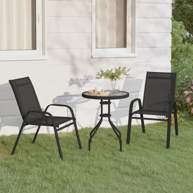 Trendy tuinset met gehard glas voor een stijlvolle terrasbeleving - Zwart / na / 3 - Tuinsets