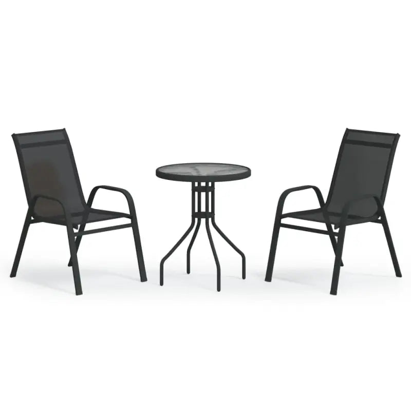 Trendy tuinset met gehard glas voor een stijlvolle terrasbeleving - Zwart / na / 3 - Tuinsets