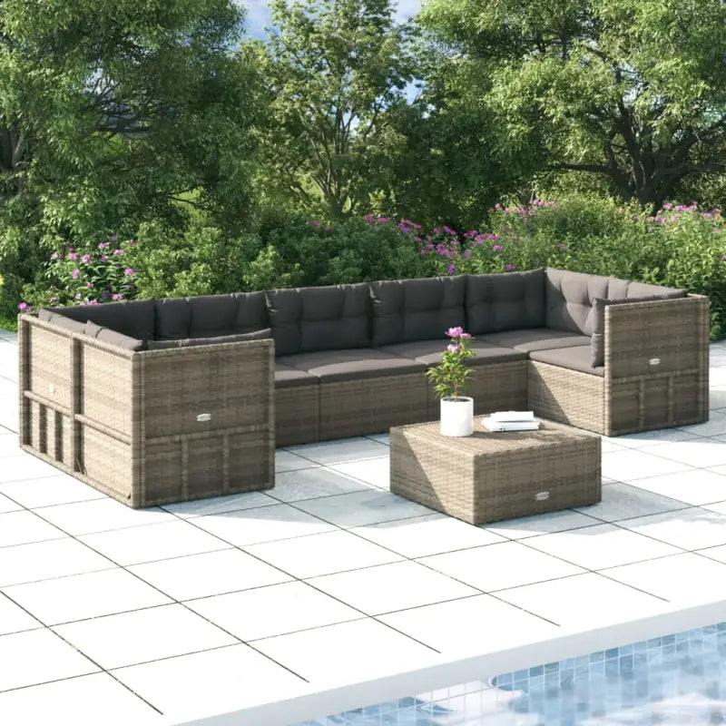 Trendy tuinset met poly rattan en comfortabele afmetingen zitting - 4x hoek + 3x midden - Tuinsets