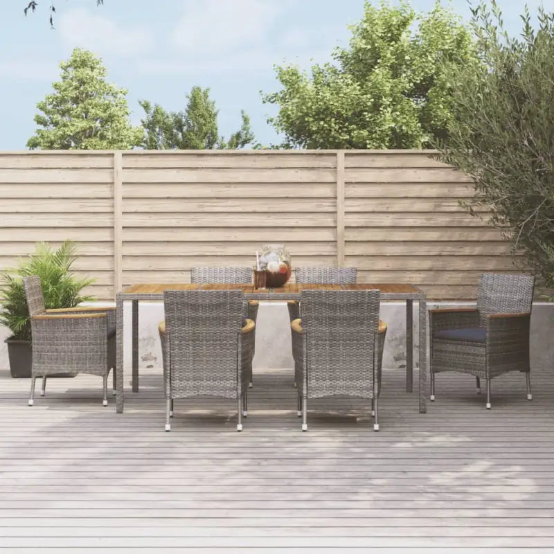 Trendy tuinset met poly rattan en natuurlijke olieafwerking - 190 cm tafellengte - Tuinsets