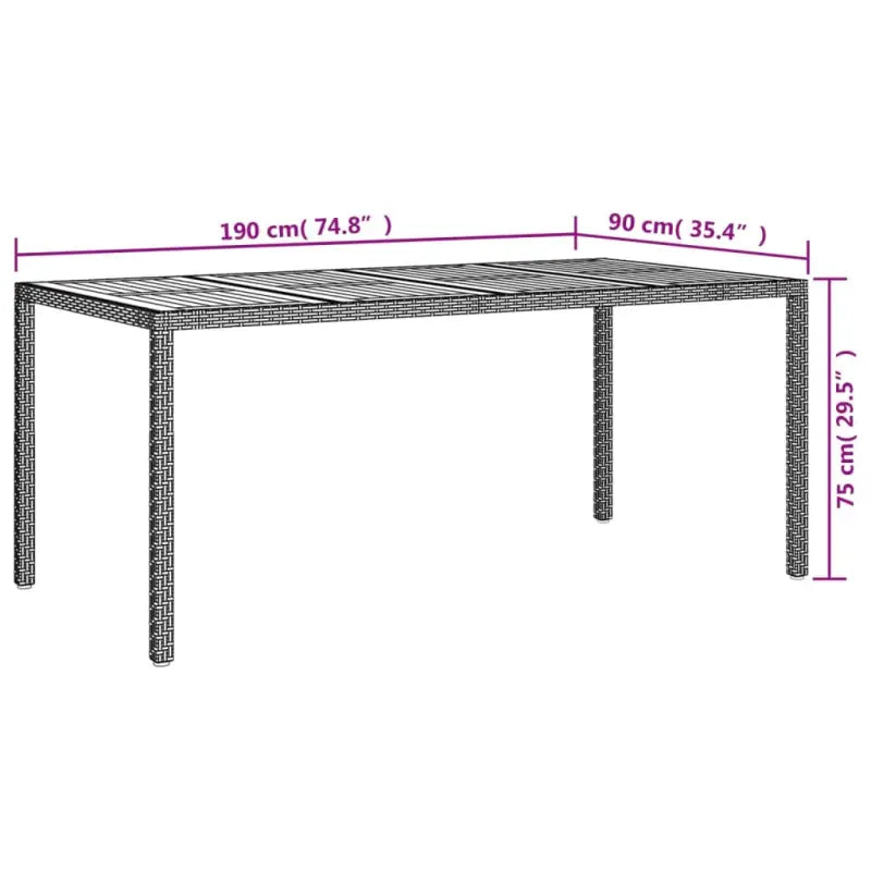 Trendy tuinset met poly rattan en natuurlijke olieafwerking - 190 cm tafellengte - Tuinsets