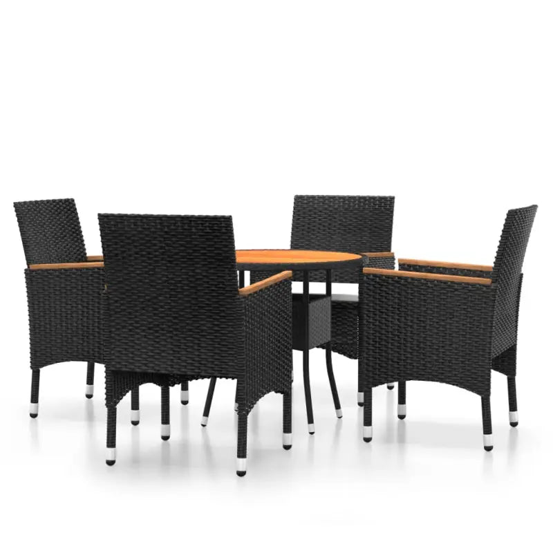 Trendy tuinset met poly rattan en natuurlijke olieafwerking - Zwart / Ø 80 cm table - Tuinsets
