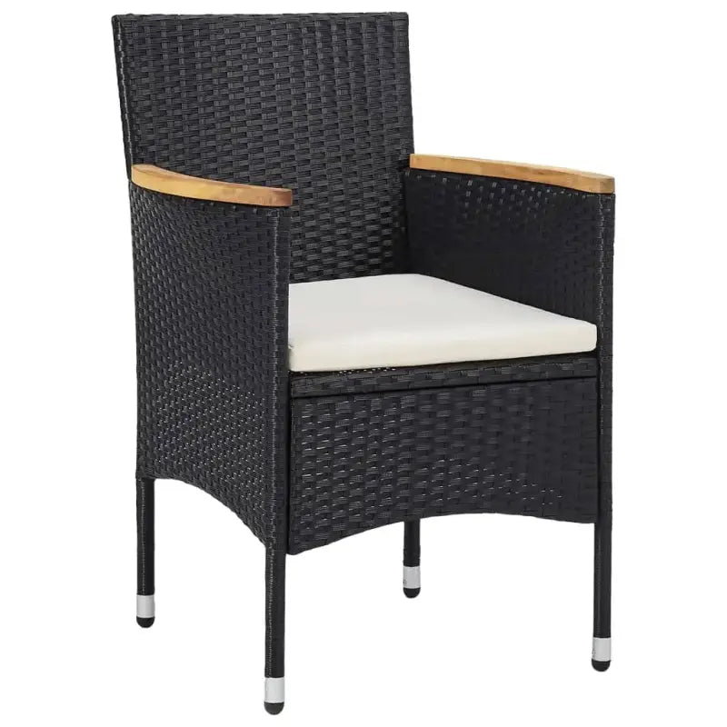 Trendy tuinset met poly rattan en natuurlijke olieafwerking - Zwart / Ø 80 cm table - Tuinsets